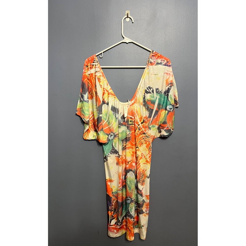 Cristina Love Bright Multi Colored Bling Pullover Extra Stretchy NWT Dress SZ M